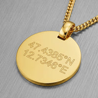 Engraved Round Polished Necklace - Personalize - 1