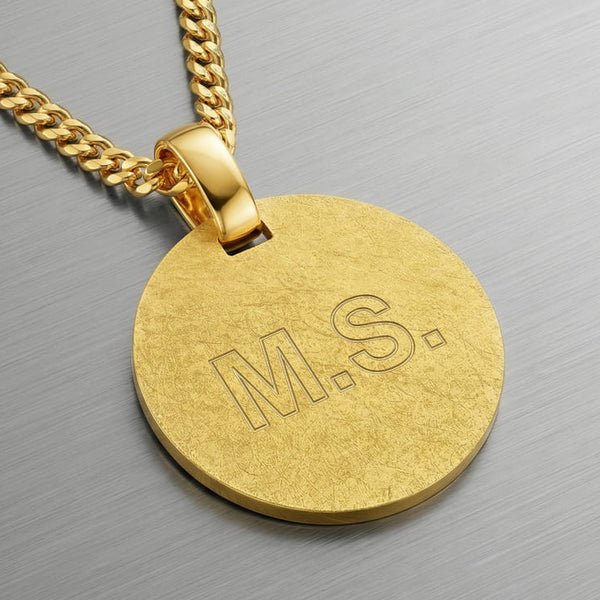 Gravurplatte Halskette Rund Eismatt Personalisieren - 3