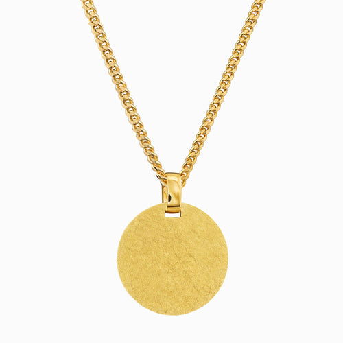 ENGRAVING PLATE ROUND ICE MATT NECKLACE 925 SILVER 18 CARAT GOLD PLATED