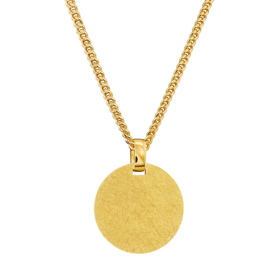 Engraved Round Necklace with a Frosted Finish