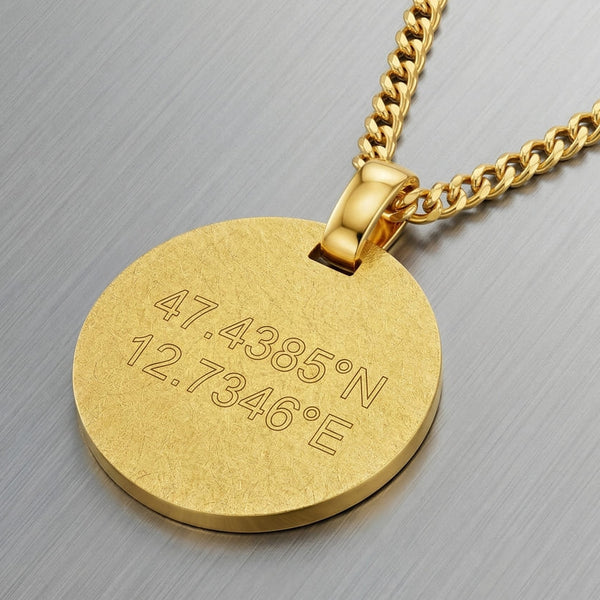 Gravurplatte Halskette Rund Eismatt Personalisieren - 1