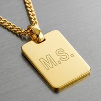 Large Rectangular Engraved Pendant Necklace, Polished, Personalized - 3