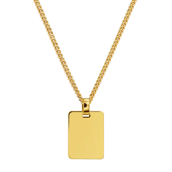 Large Rectangular Engraved Necklace Pendant, Polished