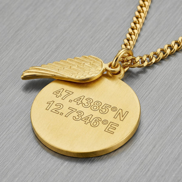 Personalized Wing Engraved Plate Necklace Pendant - 1