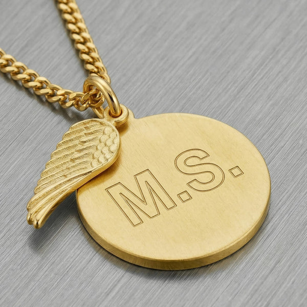 Personalize Wing Engraved Plate Necklace Pendant - 3