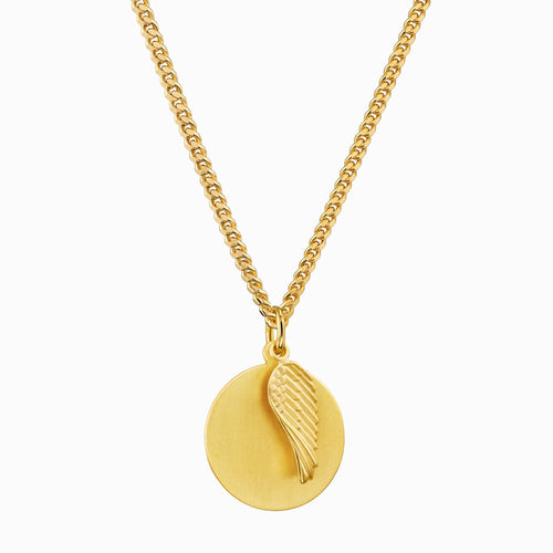 WING ENGRAVING PLATE NECKLACE 925 SILVER 18 CARAT GOLD PLATED