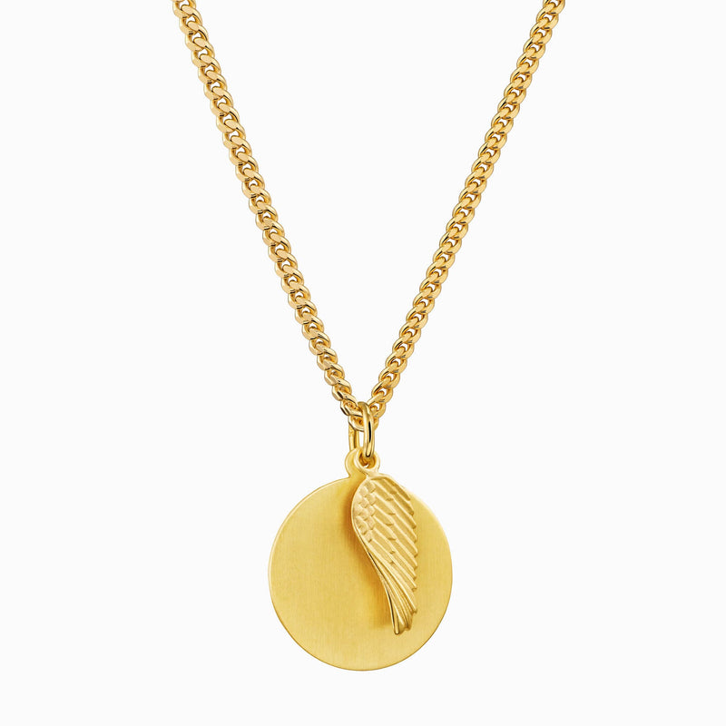 WING ENGRAVING PLATE NECKLACE 925 SILVER 18 CARAT GOLD PLATED