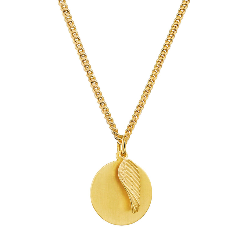 VLEUGEL GRAVEERPLAAT COLLIER 925 ZILVER 18 KARAAT VERGULD