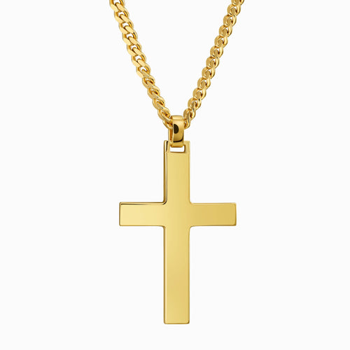 CROSS NECKLACE POLISHED 925 SILVER 18 CARAT GOLD PLATED