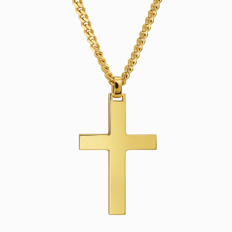 CROSS NECKLACE POLISHED 925 SILVER 18 CARAT GOLD PLATED