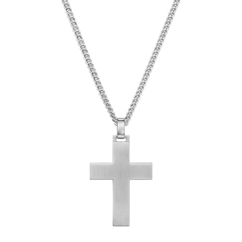 CROSS NECKLACE POLISHED 925 SILVER RHODIUM PLATED