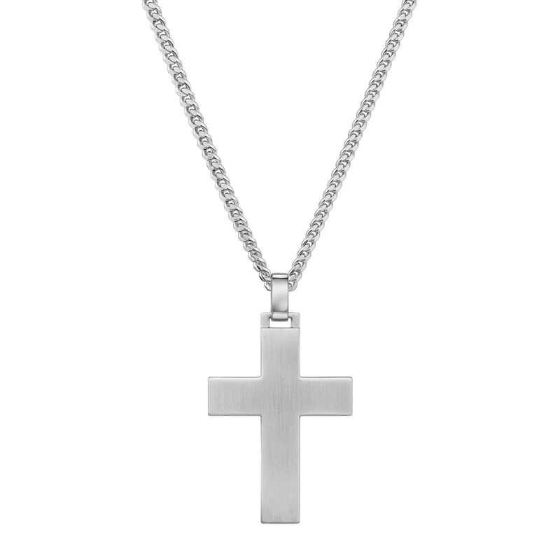 CROSS NECKLACE POLISHED 925 SILVER RHODIUM PLATED