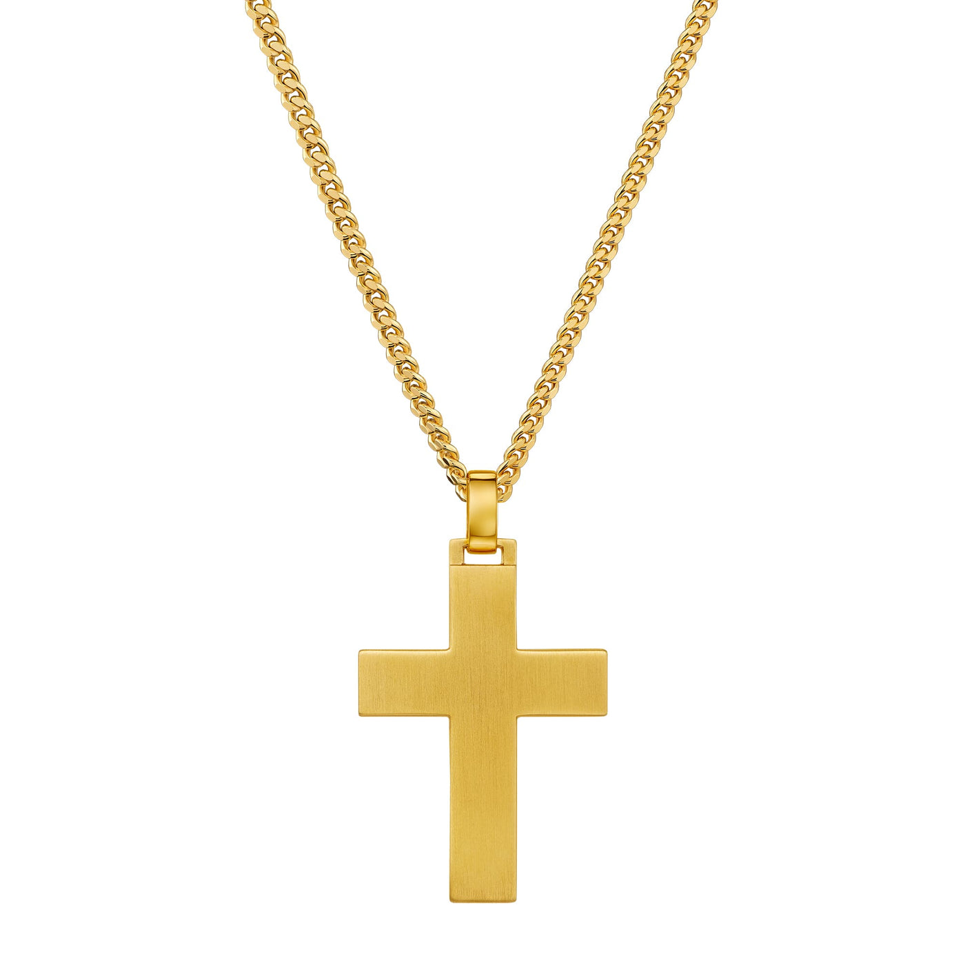KREUZ HALSKETTE MATTIERT 925 SILBER 18 KARAT VERGOLDET