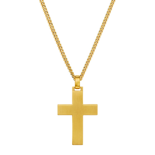 KREUZ HALSKETTE MATTIERT 925 SILBER 18 KARAT VERGOLDET