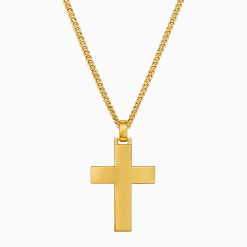 CROSS NECKLACE POLISHED 925 SILVER 18 CARAT GOLD PLATED
