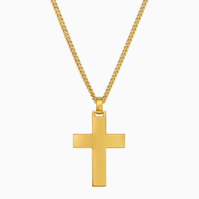CROSS NECKLACE POLISHED 925 SILVER 18 CARAT GOLD PLATED