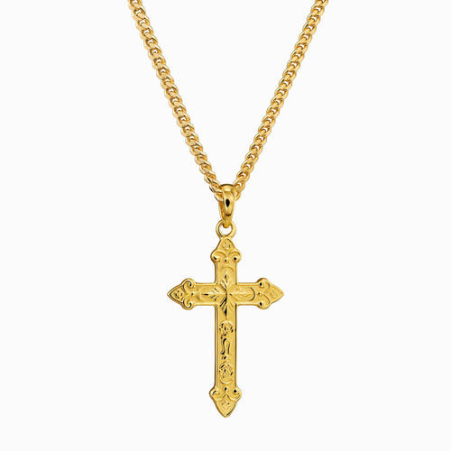 CROSS NECKLACE ORNAMENTS 925 SILVER 18 CARAT GOLD PLATED