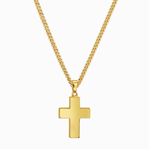 CROSS NECKLACE POLISHED 925 SILVER 18 CARAT GOLD PLATED