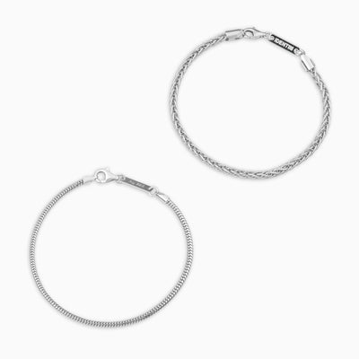 ARMBAND SET ZOPF SCHLANGE SILBERARMBAND 925 SILBER RHODINIERT