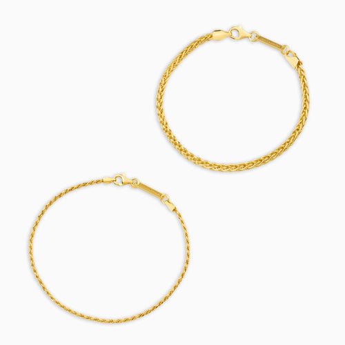 ARMBAND SET ZOPF KORDEL GOLDARMBAND 925 SILBER 18 KARAT VERGOLDET