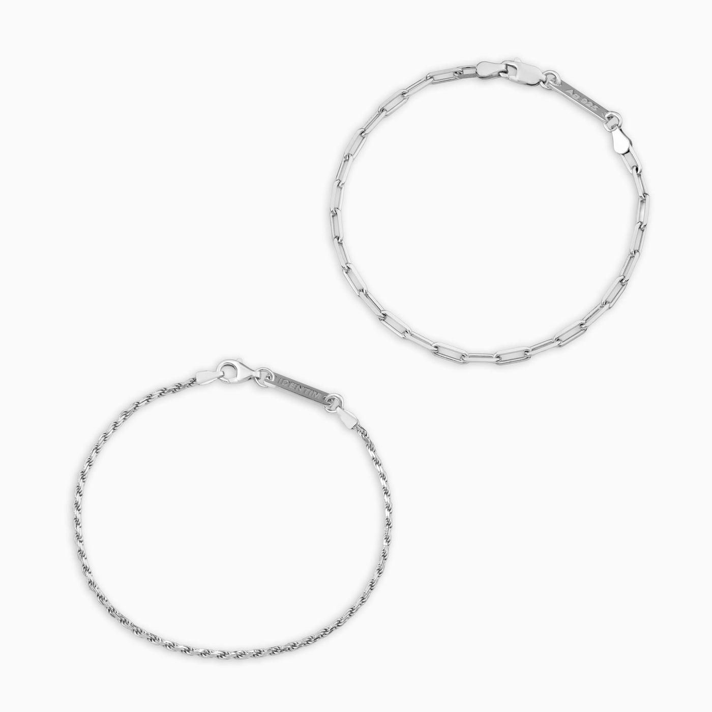 ARMBAND SET KORDEL PAPERCLIP 925 SILBER RHODINIERT