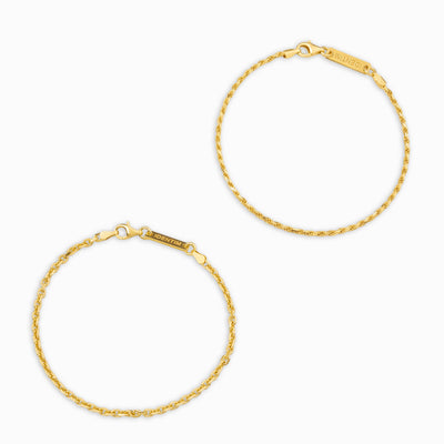 ARMBAND SET KORDEL ERBS 925 SILBER 18 KARAT VERGOLDET