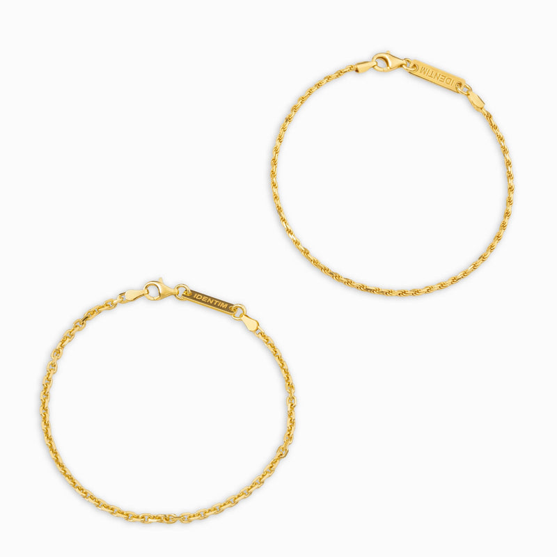 ARMBAND SET KORDEL ERBS 925 SILBER 18 KARAT VERGOLDET