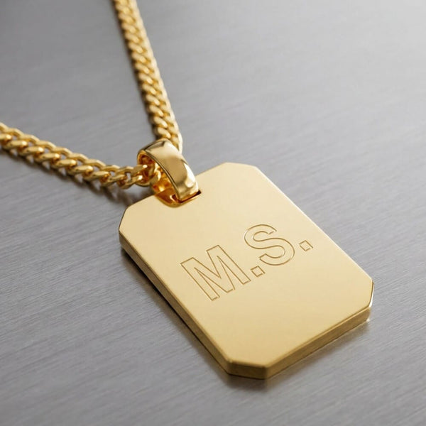 Engraved Octagon Necklace Pendant, Polished, Customizable - 3