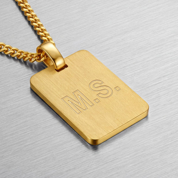 Rectangular Engraved Necklace Pendant, Frosted, Customizable - 3
