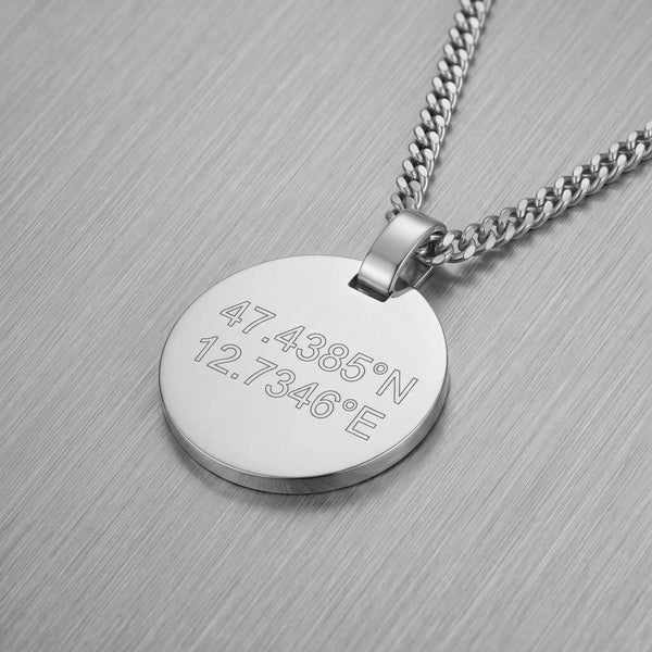 Personalize a Round Engraved Necklace Pendant - 1