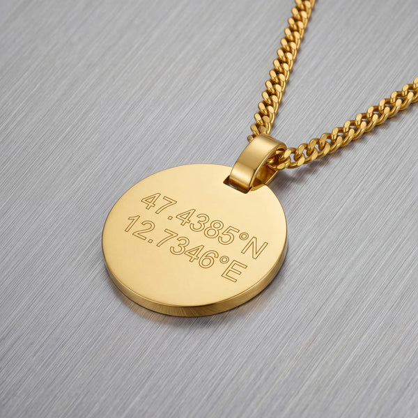 Personalize a Round Engraved Necklace Pendant - 1