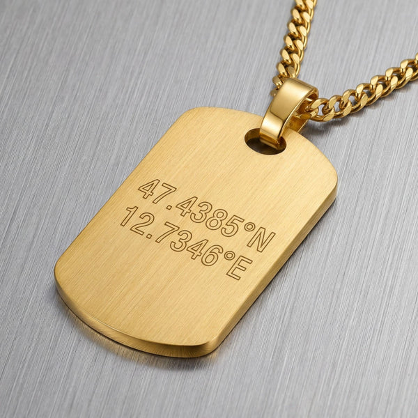 Engraved Dog Tag Necklace Pendant, Matte Finish, Customizable - 1