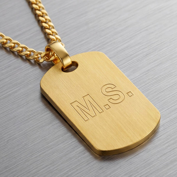Engraved Dog Tag Necklace Pendant, Matte Finish, Customizable - 3