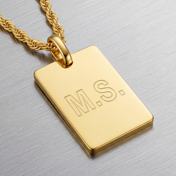 Personalized Rectangular Engraved Pendant Necklace - 3
