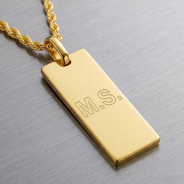 Personalized Rectangular Engraved Pendant Necklace - 3