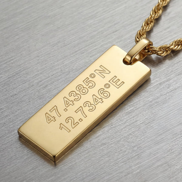 Personalized Rectangular Engraved Pendant Necklace - 1
