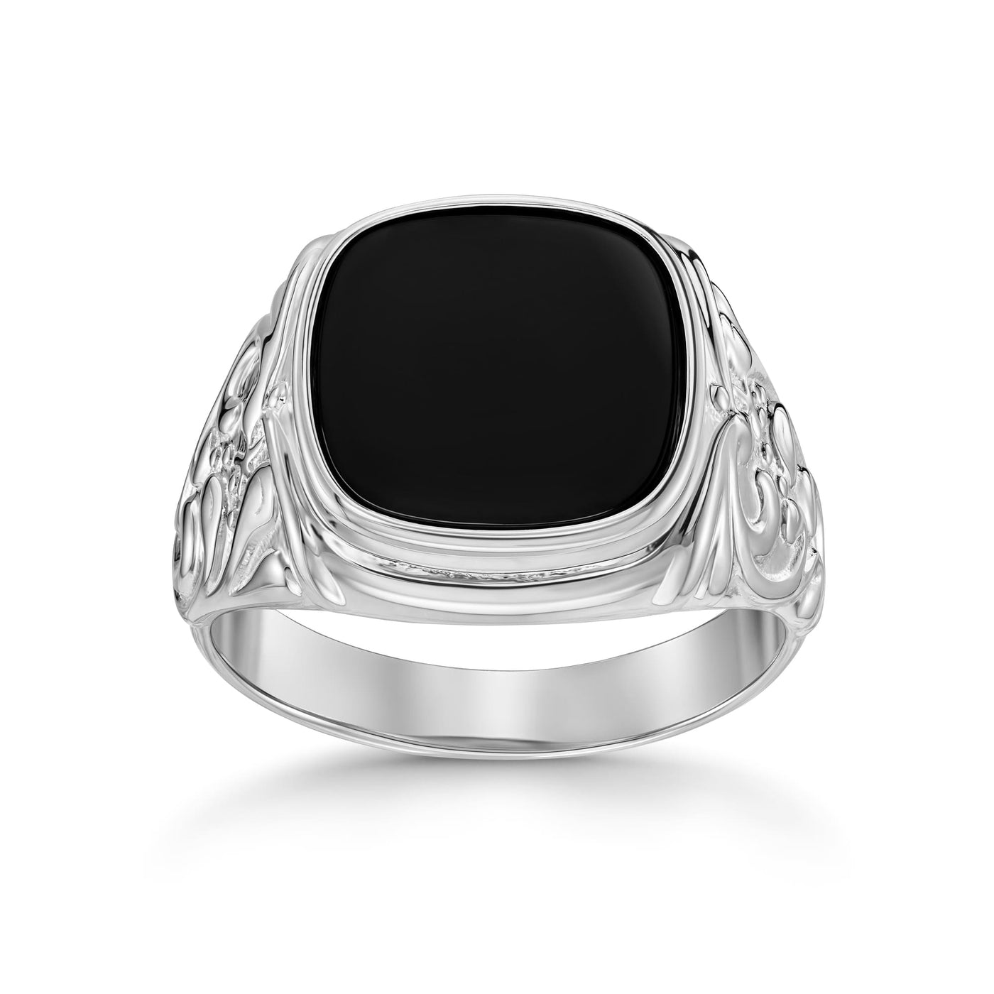 ART NOUVEAU SIEGELRING ONYX 585, 750 WEIßGOLD, 950 PLATIN