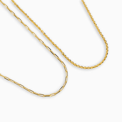 PAPERCLIP & ERBSKETTE SET 925 SILBER 18 KARAT VERGOLDET