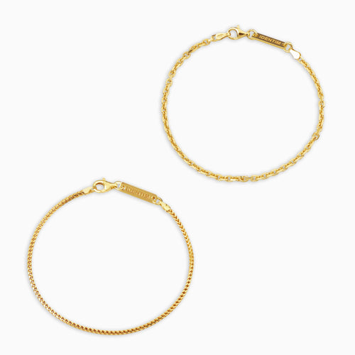 ARMBAND SET ERBS FRANCO GOLDARMBAND 925 SILBER 18 KARAT VERGOLDET