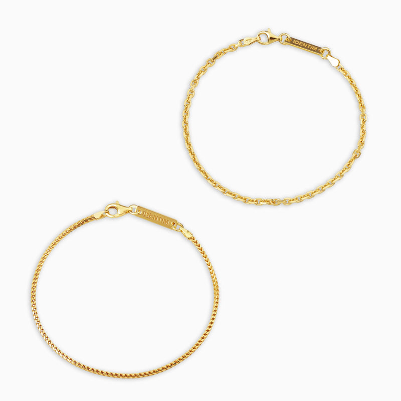 ARMBAND SET ERBS FRANCO GOLDARMBAND 925 SILBER 18 KARAT VERGOLDET