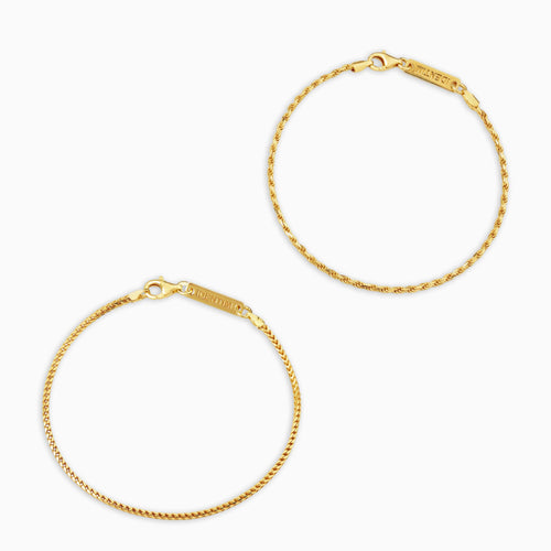 ARMBAND SET FRANCO KORDEL 925 SILBER 18 KARAT VERGOLDET