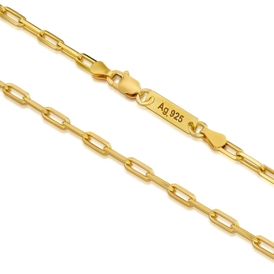 PAPERCLIP CHAIN 925 SILVER 18 CARAT GOLD PLATED - IDENTIM®