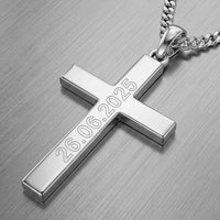 Cross Necklace Engraved Pendant Polished Personalized - 1
