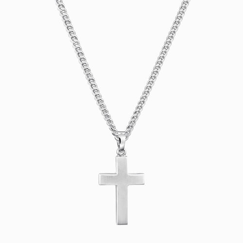 KREUZ HALSKETTE MATTIERT 925 SILBER RHODINIERT