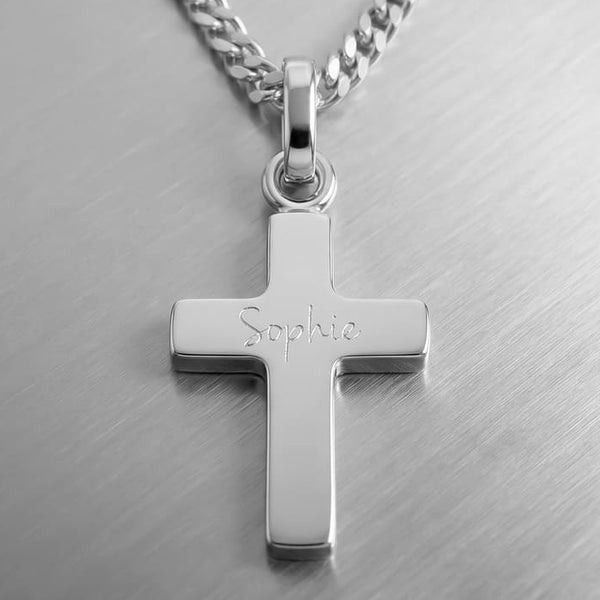 Cross Necklace Engraved Pendant Polished Personalized - 2