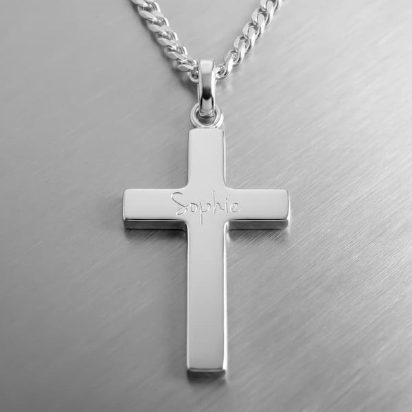 Cross Necklace Engraved Pendant Polished Personalized - 2