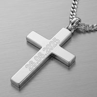 Cross Necklace Engraved Pendant Polished Personalized - 1