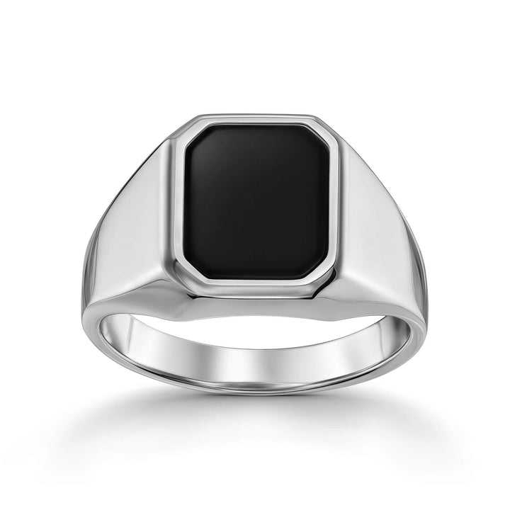 SIEGELRING ONYX OKTAGON 585, 750 WEIßGOLD, 950 PLATIN - IDENTIM®