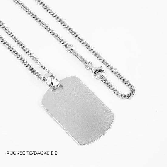 Engraved Dog Tag Necklace Pendant, Satin Finish