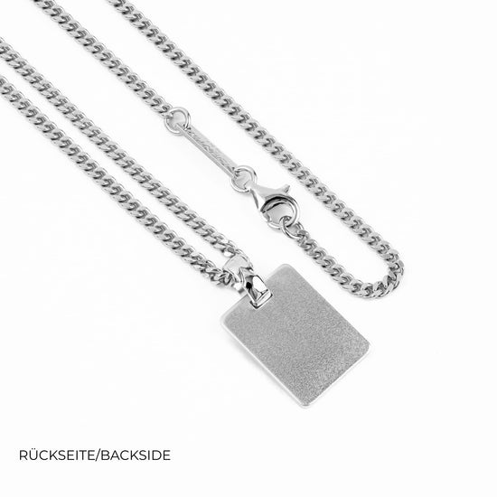 Engraved Rectangular Necklace Pendant, Satin Finish